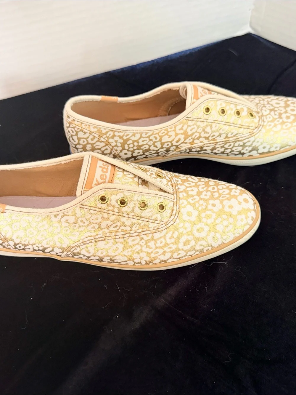 Keds Women's Gold Floral Slip-On Sneakers